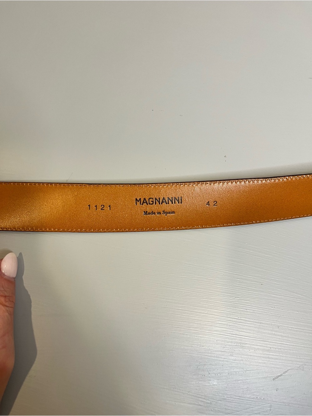 Magnanni Cognac Brown Leather Dress Belt- size 42 - Picture 6 of 7